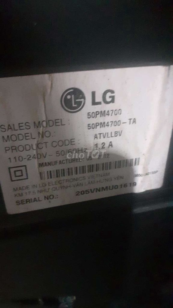Tivi plasma LG 50in 50PM4700 LED,HD như hình