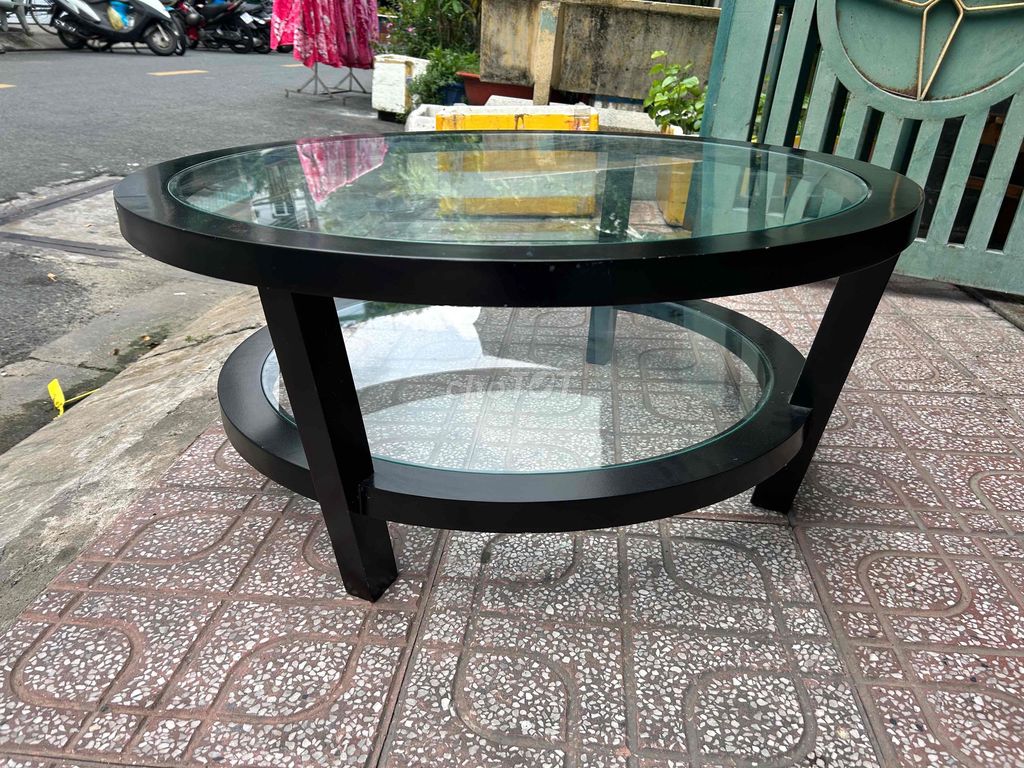 Bàn trà mặt kính chân gỗ D90, bàn sofa. Mua bán Bàn ghế tại Quận Tân Phú Tp Hồ Chí Minh được đăng bởi Phúc Nguyễn hình 1