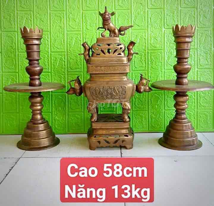 Bộ Lư 3 đồng vàng Nam Bộ cao 58 cm, 13kg