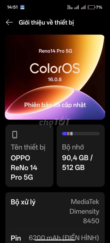Oppo Reno 14 Pro 5G Xám 512GB. Mua bán Điện thoại tại Quận 1 Tp Hồ Chí Minh được đăng bởi pak kim chon hình 1
