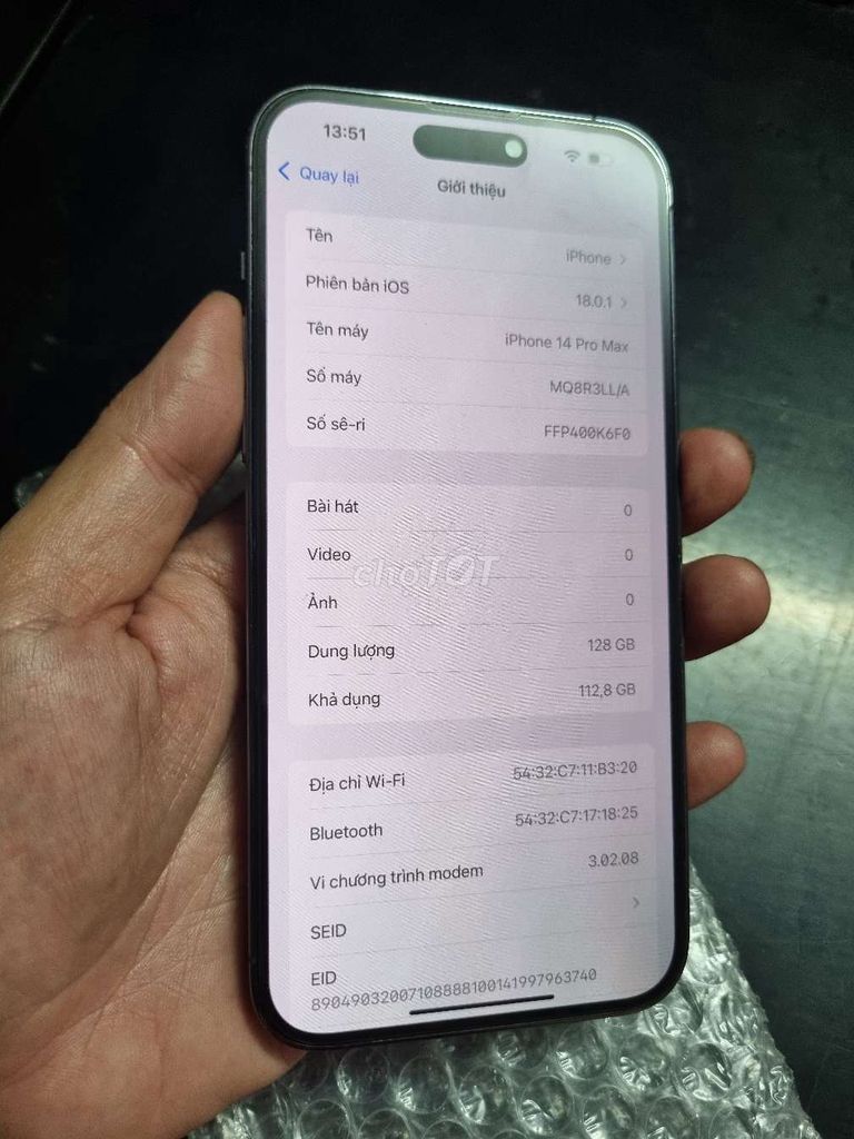 iPhone 14 Pro Max 128GB Tím Quốc tế Mỹ 98%