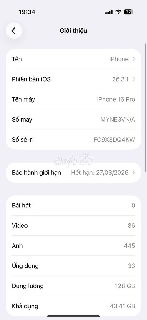Apple iPhone 16 Pro 128GB Trắng. Mua bán Điện thoại tại Thị xã An Nhơn Bình Định được đăng bởi quy hình 1