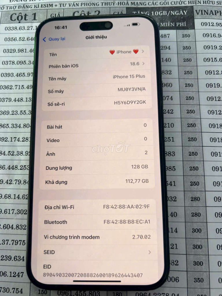 Apple iPhone 15 Plus 128GB 100% pin 19 lần sạc. Mua bán Điện thoại tại Quận Tân Bình Tp Hồ Chí Minh được đăng bởi Đỗ Huỳnh Thanh Tuyền hình 1