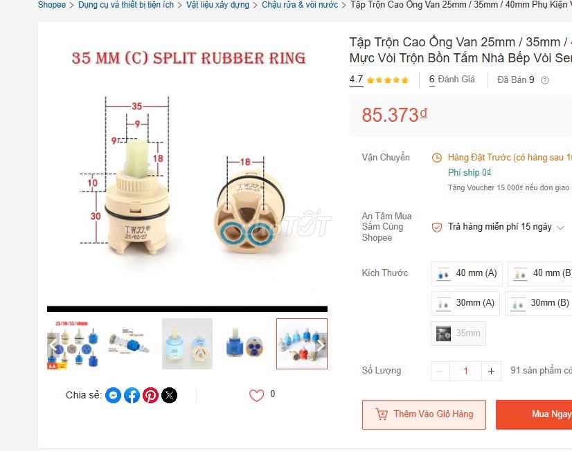 Lõi vòi nước nóng lạnh gốm 35mm Mới 100%. Mua bán Thiết bị vệ sinh, nhà tắm tại Thành phố Dĩ An Bình Dương được đăng bởi hàng mới thanh lý 1 nữa giá hình 1