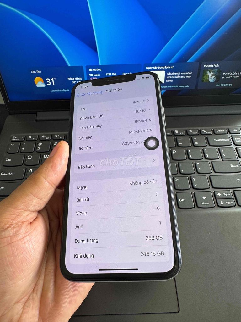 iPhone X 256G VN. Full chức năng, pin 100. Mua bán Điện thoại tại Quận Ninh Kiều Cần Thơ được đăng bởi phan Nhân  hình 1
