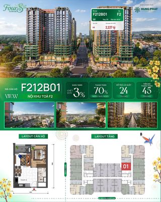 Apartment 42 m² · 1 bed · FourS Tower