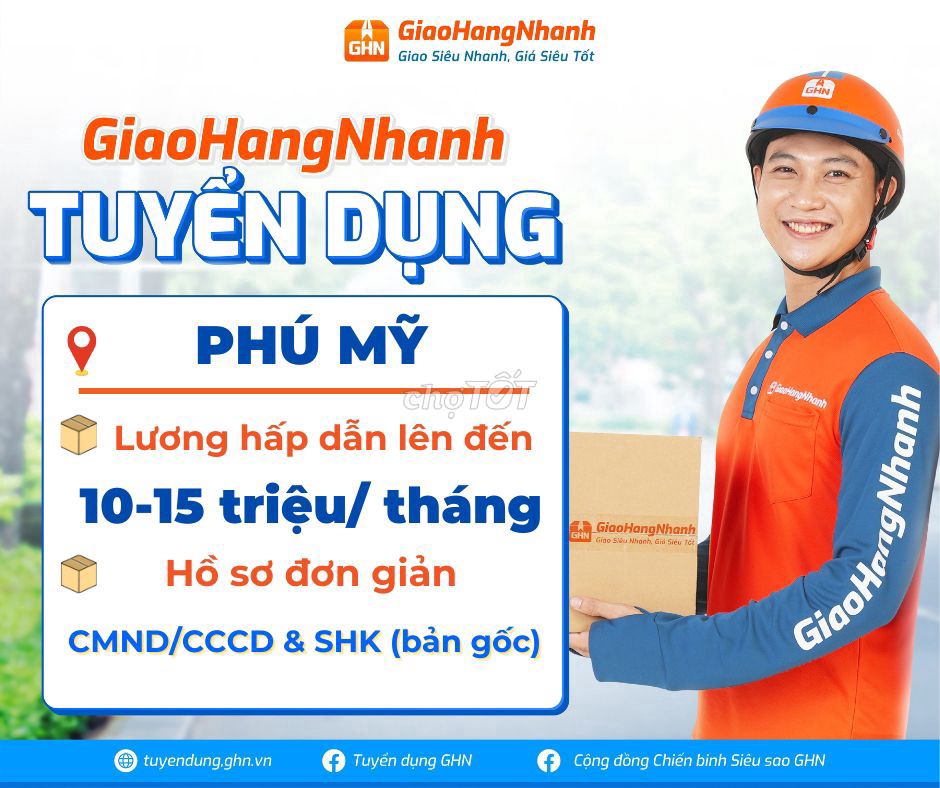 PHÚ MỸ CẦN NGAY SHIPPER TUYẾN CỐ ĐỊNH