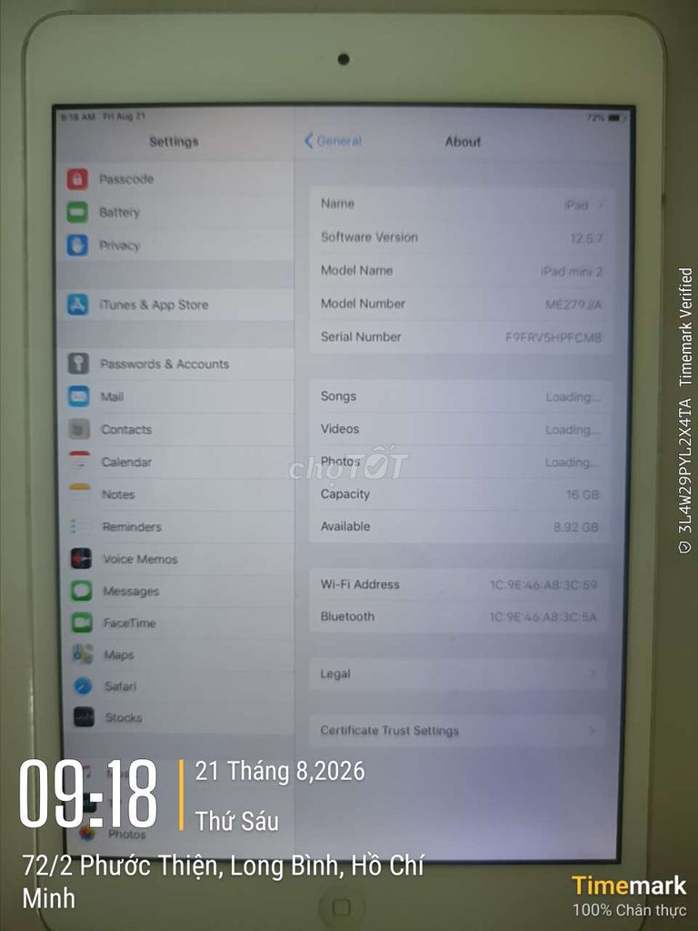Apple iPad mini 2 16GB Bạc. Mua bán Máy tính bảng tại Thành phố Thủ Đức Tp Hồ Chí Minh được đăng bởi Mr Tuấn hình 1