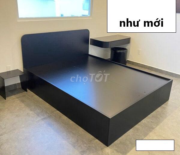 GIƯỜNG MDF LÕI XANH 1M6X2M MÀU ĐEN mới 95%