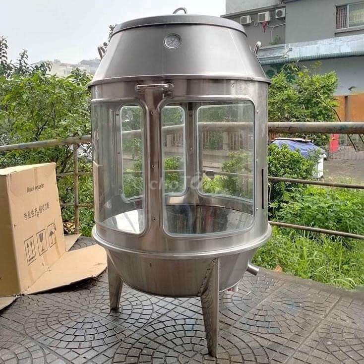 Lu quay gà vịt inox 80_90cm bằng than và gas