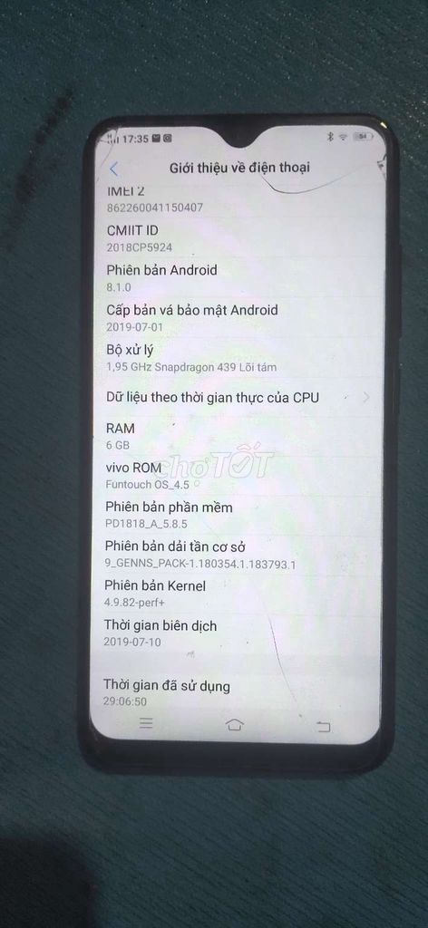 Cần bán dt vivo chua cháy cho a e.... Giá 870K