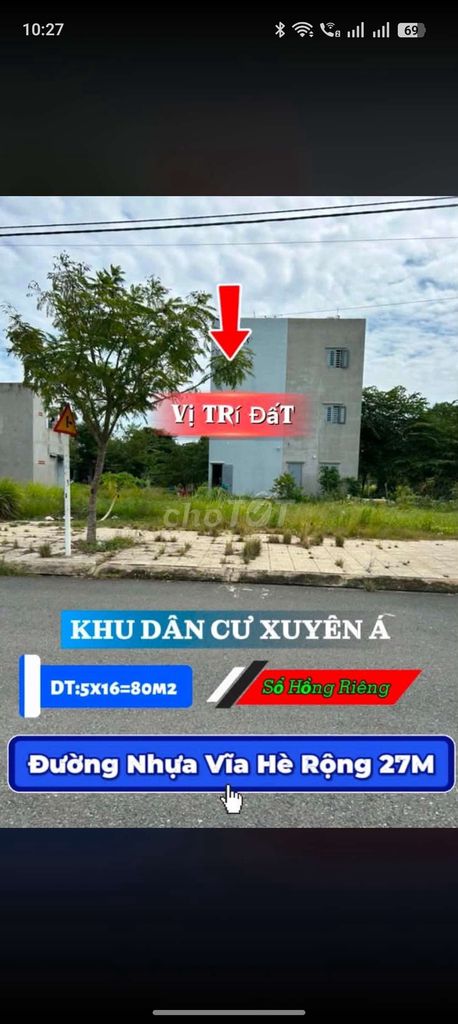 Bán đất mặt tiền kinh doanh, đường số 23 kDC Xuyên Á.
