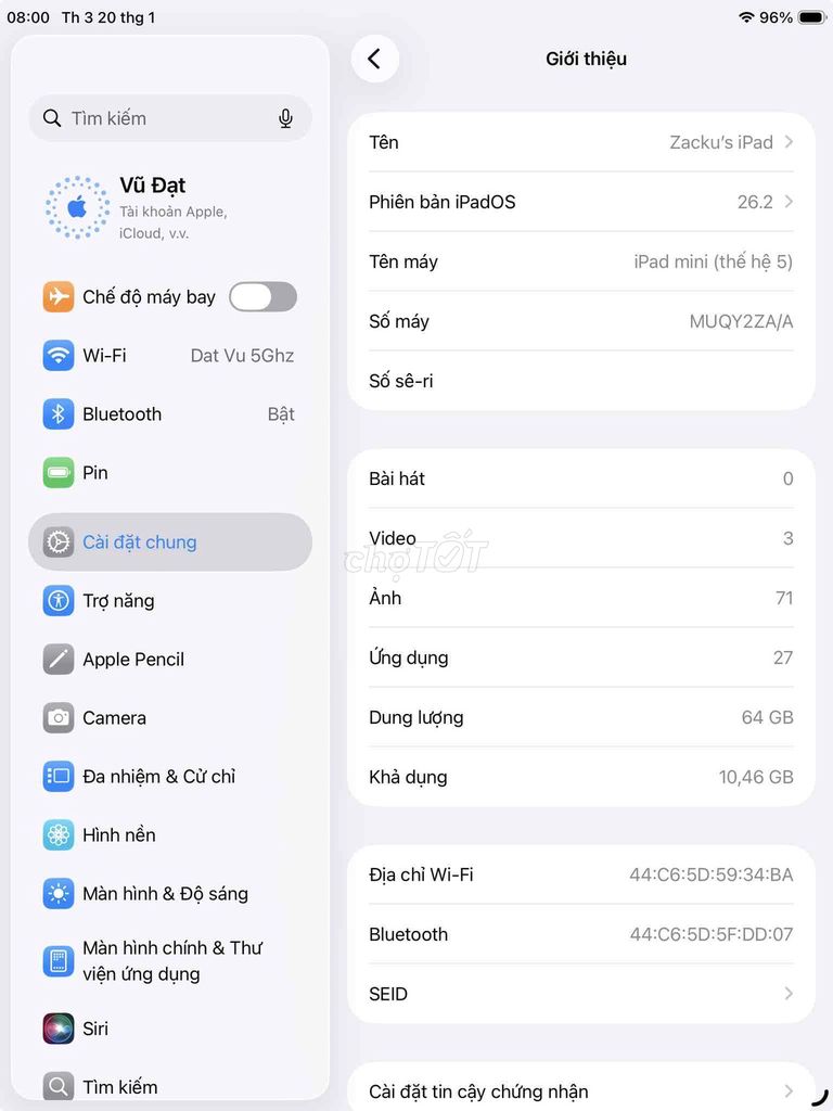 Apple iPad mini 5 64GB Vàng hồng. Mua bán Máy tính bảng tại Quận Bình Thạnh Tp Hồ Chí Minh được đăng bởi Dat Vu hình 1