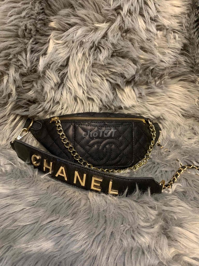 túi si da thật chanel đeo bụng ngang 32cm cao 15cm