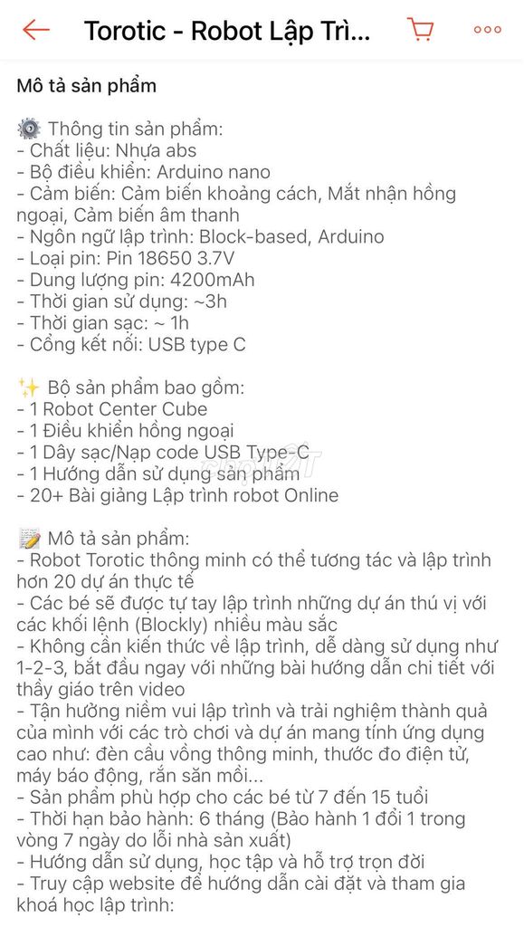 Robot Torotic cho bé học lập trình (7-15 tuổi)