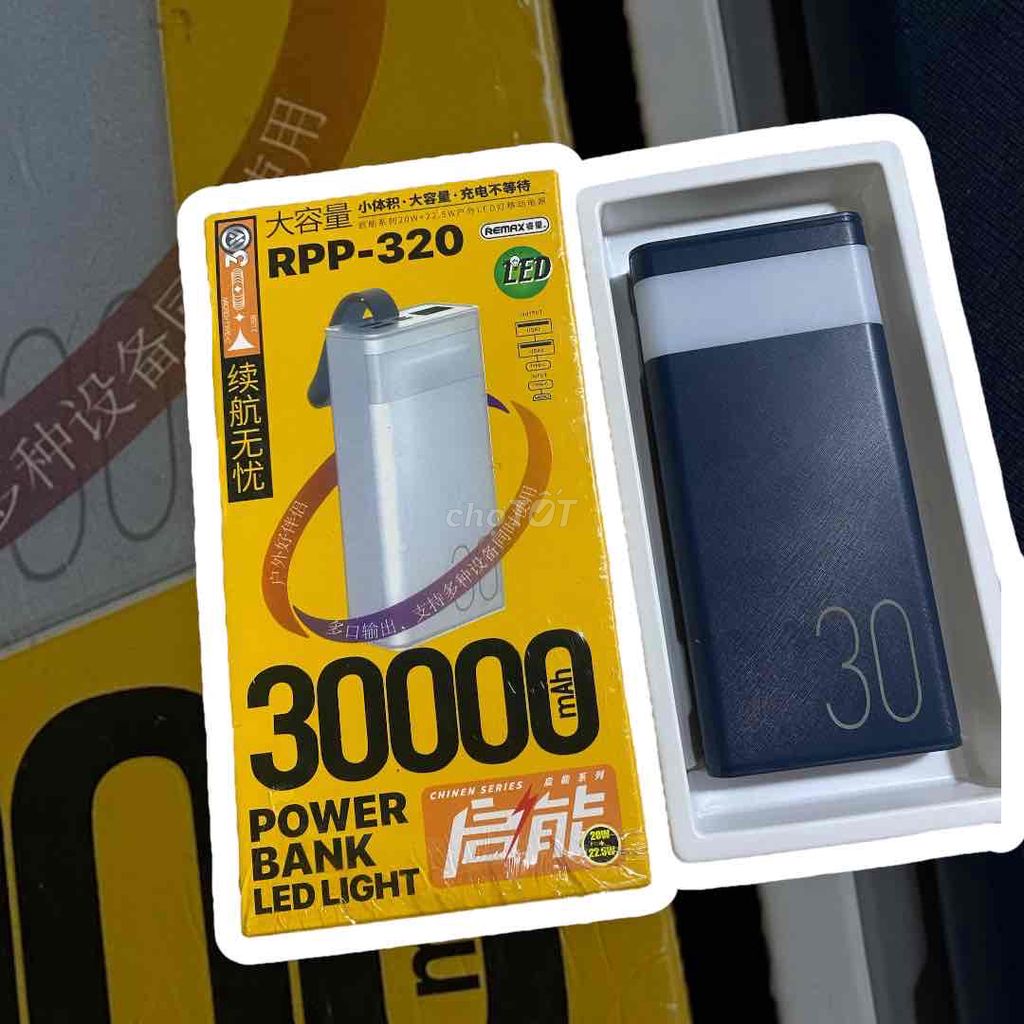 Sạc dự phòng Remax 320, 30000mah, sạc nhanh 22,5w