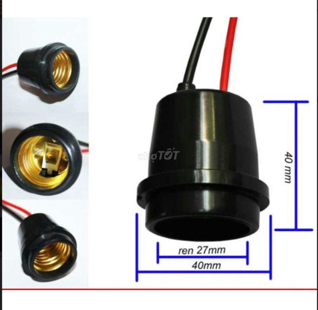 Combo 10 đui đèn cao su đúc kín nước E27