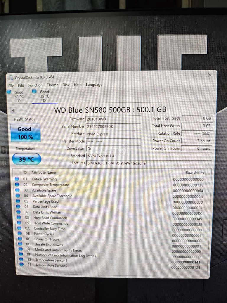 Ổ cứng SSD WD Blue SN580 500GB. Mua bán Linh kiện (RAM, Card...) tại Huyện Vũng Liêm Vĩnh Long được đăng bởi Turtle Gamer hình 1
