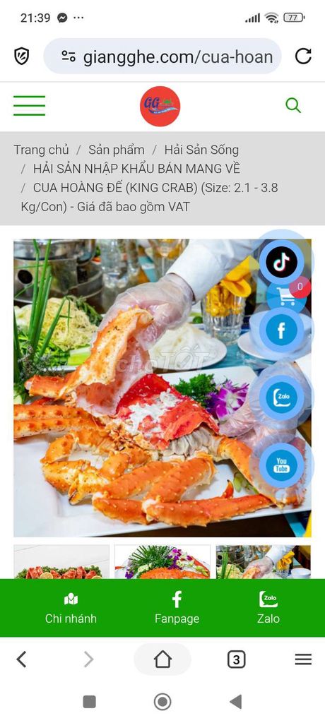 Cua hoàng đế 2.1 - 3.8 kg/con. Mua bán Đồ ăn, thực phẩm và các loại khác tại Quận 7 Tp Hồ Chí Minh được đăng bởi Tuan Phan Tuan Phan hình 1