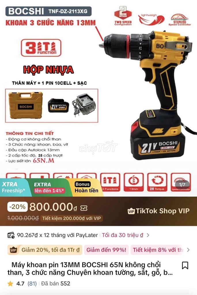 Máy khoan pin BOCSHI 65N Vàng Đen. Mua bán Nội thất, đồ gia dụng khác tại Huyện Cần Giuộc Long An được đăng bởi Nguyễn Thuấn hình 1