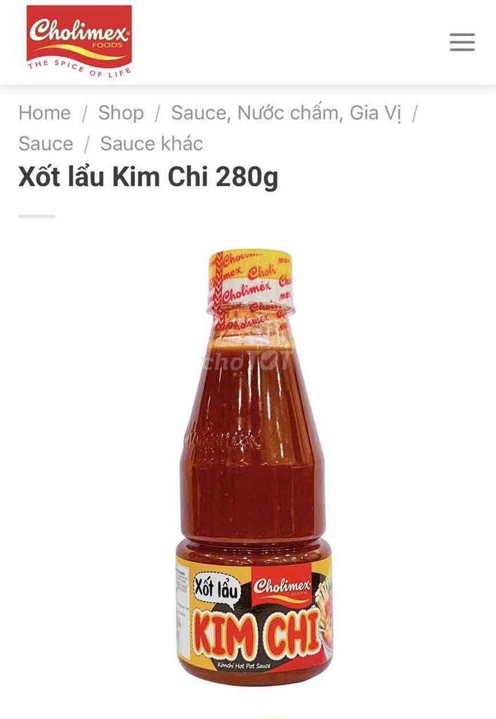 Xốt lẩu Kim Chi Cholimex chai 280g. Mua bán Đồ ăn, thực phẩm và các loại khác tại Quận 6 Tp Hồ Chí Minh được đăng bởi Thuong nguyen  hình 1