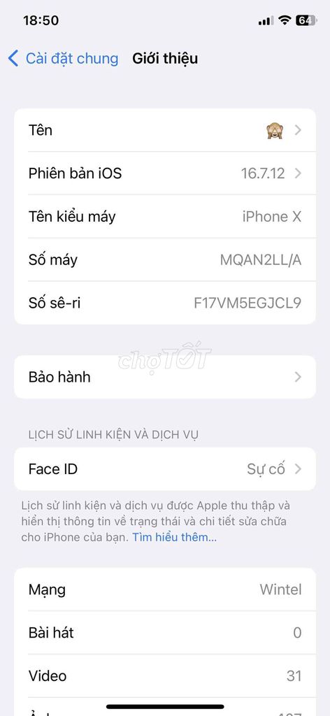 Apple iPhone X 256GB Trắng Bể lưng. Mua bán Điện thoại tại Huyện Trảng Bàng Tây Ninh được đăng bởi Vũ Trọng Vũ hình 1