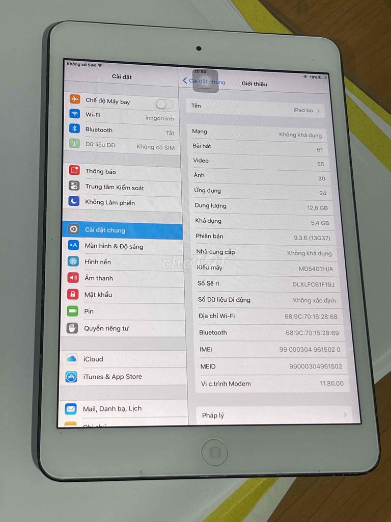 Apple iPad mini 16GB Trắng. Mua bán Máy tính bảng tại Thành phố Dĩ An Bình Dương được đăng bởi Nhat Vie hình 1