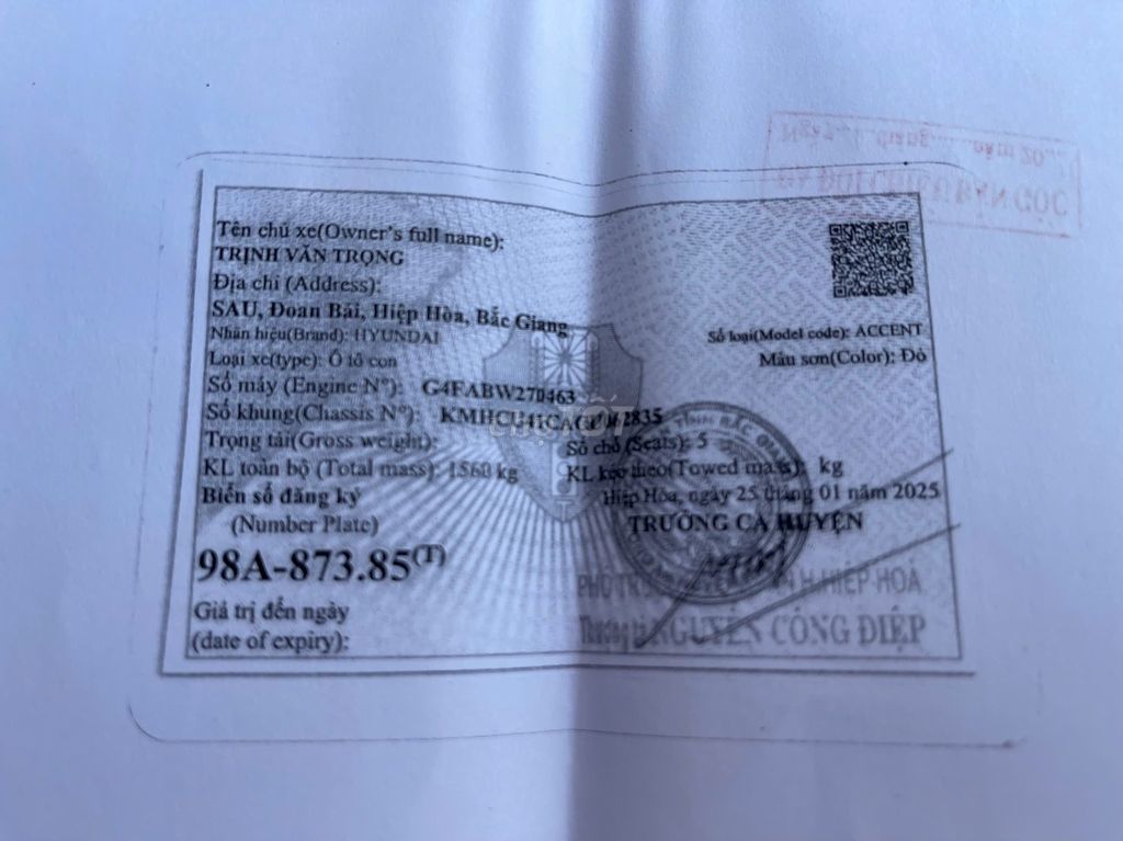 Hyundai Accent 2011 1.4L Đỏ. Mua bán Ô tô tại Huyện Hiệp Hòa Bắc Giang được đăng bởi Trịnh Trọng hình 14
