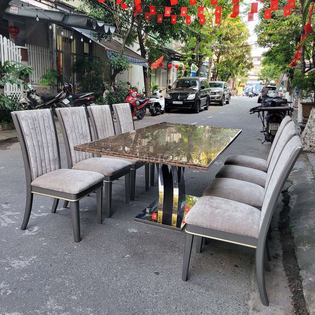 Bộ bàn ăn mặt đá 8 ghế, PHỐ XINH. Mua bán Bàn ghế tại Quận Thanh Khê Đà Nẵng được đăng bởi Thúy Hằng hình 1