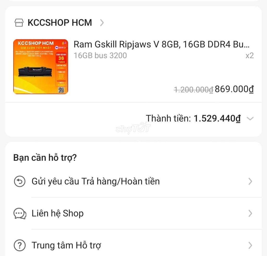RAM Gskill Ripjaws V 2x16GB DDR4 3200MHz. Mua bán Linh kiện (RAM, Card...) tại Quận Bình Thạnh Tp Hồ Chí Minh được đăng bởi Long nguyễn hình 1