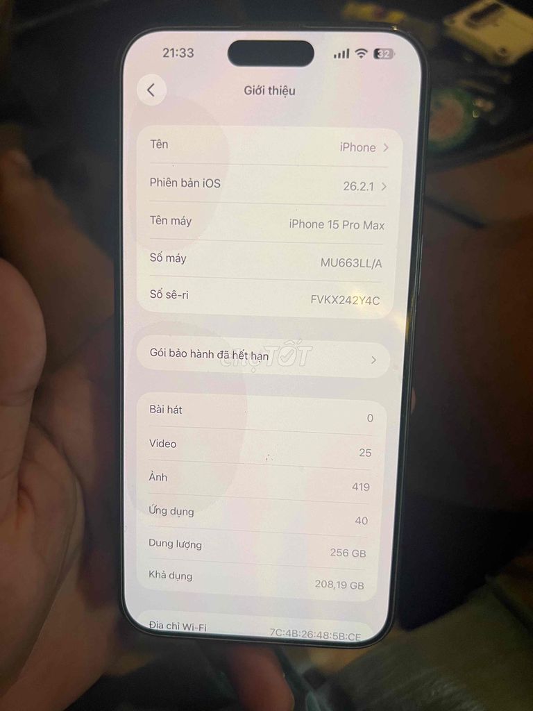Apple iPhone 15 Pro Max 256GB Đen Lock. Mua bán Điện thoại tại Thành phố Thuận An Bình Dương được đăng bởi Trung Apple Ko bán góp hình 1