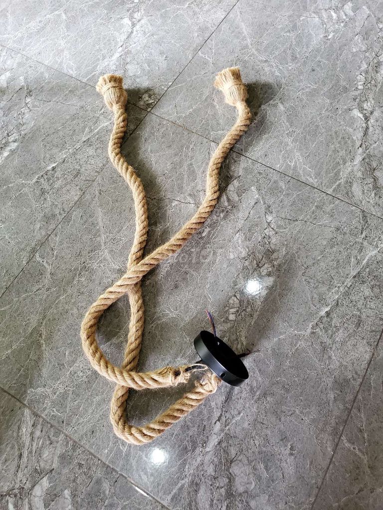 Bộ đèn thả dây thừng 2 đui sẵn hai đèn led vàng