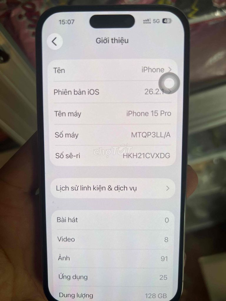 iPhone 15 Pro 128GB màu trắng máy quốc tế màn thay. Mua bán Điện thoại tại Thành phố Thuận An Bình Dương được đăng bởi hoang hình 1