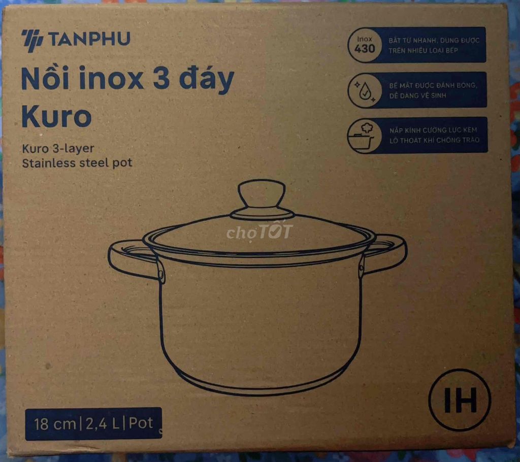 Pass Rẻ Nồi Inox 3 Đáy Inochi Kuro 2.4 L Mới Tinh. Mua bán Dụng cụ nhà bếp tại Quận Đống Đa Hà Nội được đăng bởi Anh Anh hình 1