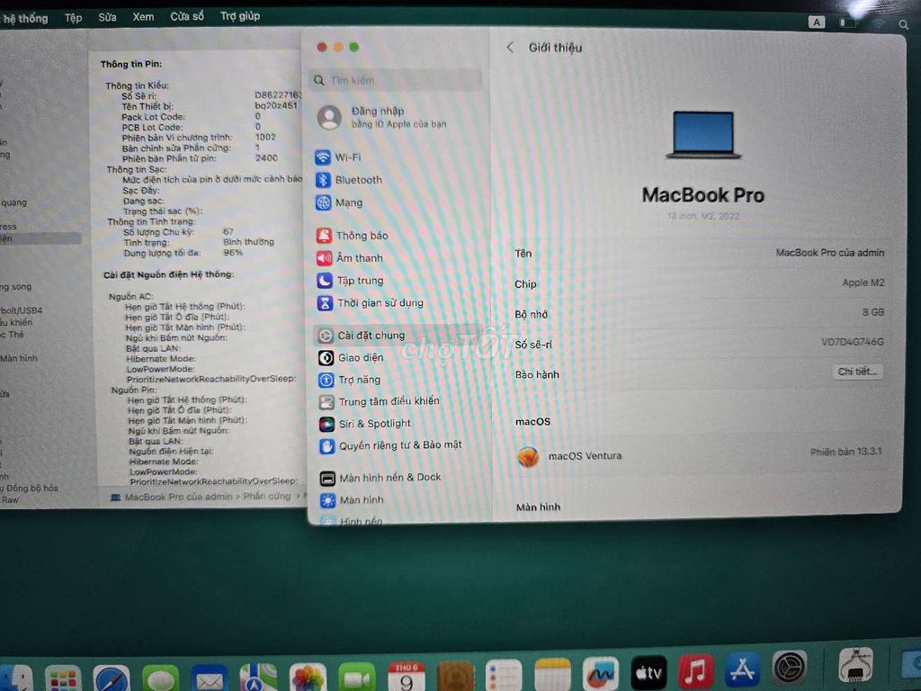 Macbook pro M2 đẹp 99% fullbox mới xạc 67 lần