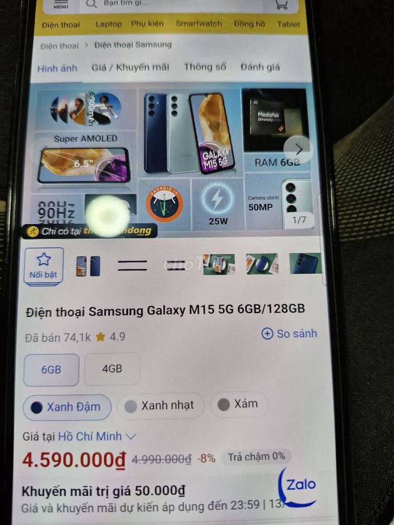 Galaxy M15 5G 6/128 còn bảo hành hãng