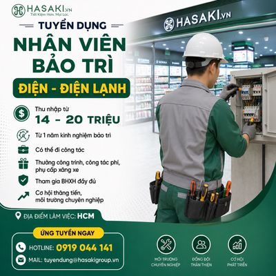 [HCM] HASAKI TUYỂN DỤNG KỸ THUẬT BẢO TRÌ