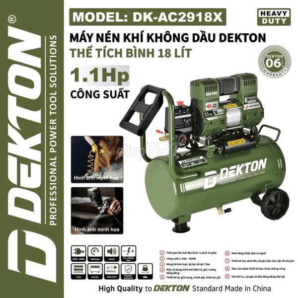 Máy nén khí Dekton DK-AC2918X 18 lít Xanh lá. Mua bán Đồ chuyên dụng, Giống nuôi trồng tại Quận Bình Tân Tp Hồ Chí Minh được đăng bởi THIẾT BỊ CÔNG NGHIỆP PHÚ KIM hình 1