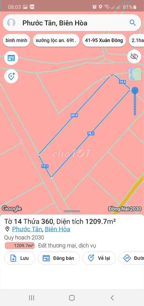 bán lỗ nhiều thửa đất 500m - 1200m2 tại Phước Tân. Biên Hoà