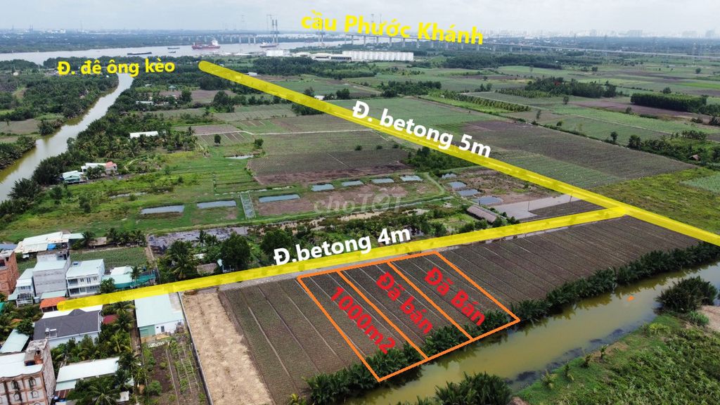 1000m2 đ.betong 4m view sông lớn nằm trong khu dân cư giá chỉ 2.4  tỷ