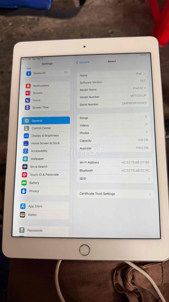 Apple iPad Air 2 128GB Vàng zin full giá rẻ. Mua bán Máy tính bảng tại Quận 7 Tp Hồ Chí Minh được đăng bởi Khánh hình 1