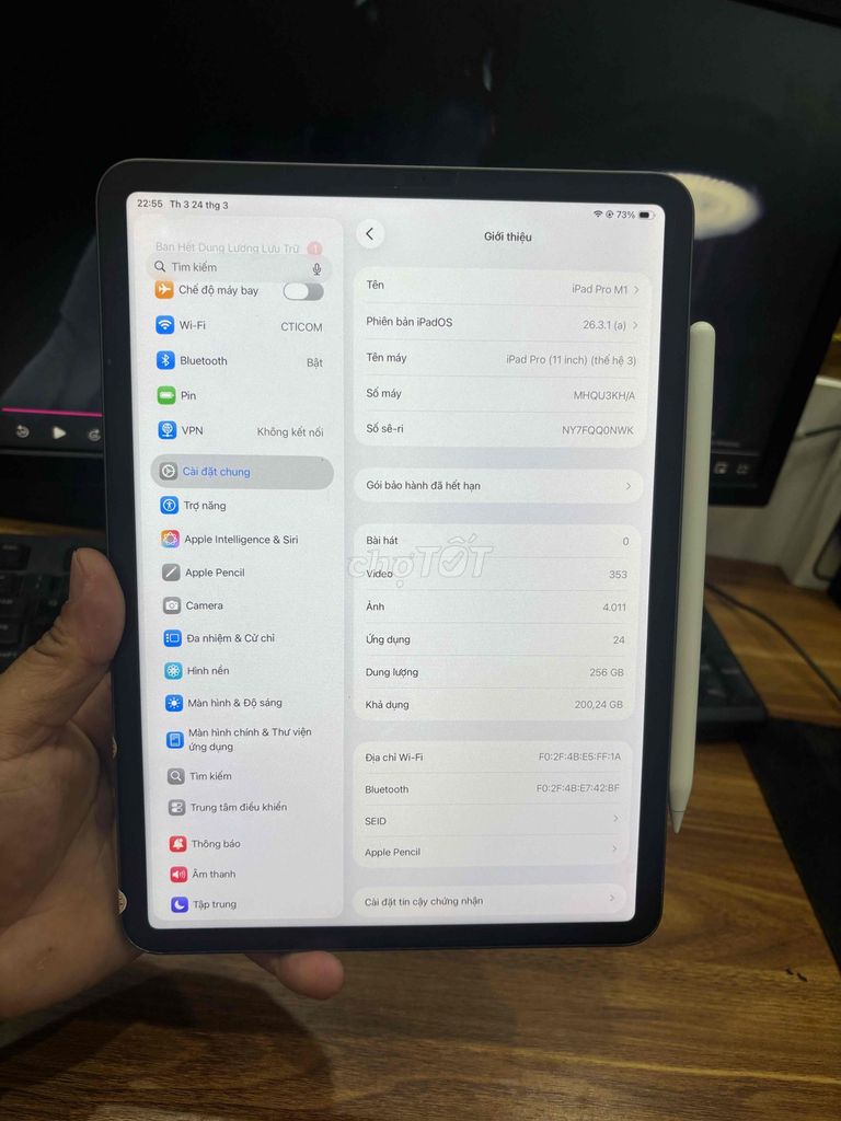 Apple iPad Pro M1 256GB 11 inch  Xám Kèm Pencil ư. Mua bán Máy tính bảng tại Quận Nam Từ Liêm Hà Nội được đăng bởi Đỗ Tiệp hình 1