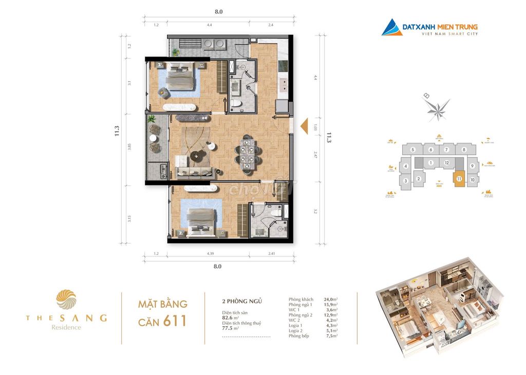 SUẤT NGOẠI GIAO CUỐI CÙNG CĂN GÓC 2PN(82m2) GIÁ GỐC TỪ CĐT