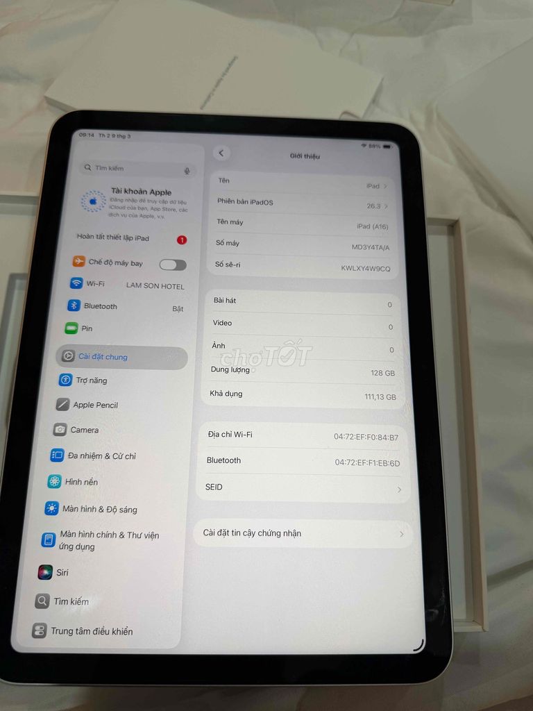 Apple iPad A16 128GB Xám Như mới sac 40 lần. Mua bán Máy tính bảng tại Huyện Đơn Dương Lâm Đồng được đăng bởi khanh hình 1