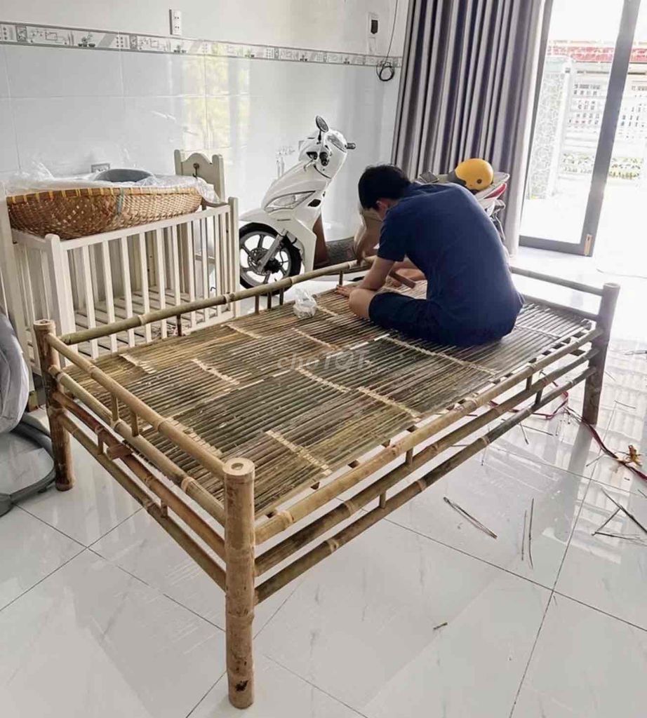 Giường tre 1m4x1m8x45cm. Mua bán Giường, chăn ga gối nệm tại Huyện Hóc Môn Tp Hồ Chí Minh được đăng bởi lê hình 1