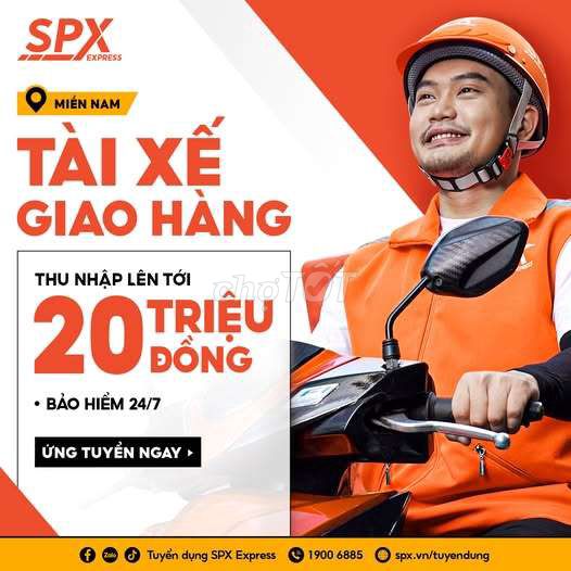 Nhân viên giao hàng SPX Bắc Tân Uyên. Việc làm Tài xế giao hàng xe máy tại Huyện Bắc Tân Uyên Bình Dương được đăng bởi Đỗ Thị Năng hình 1