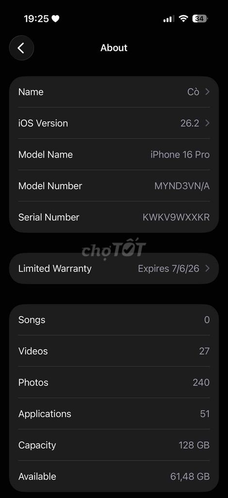 Apple iPhone 16 Pro 128GB Đen. Mua bán Điện thoại tại Quận Long Biên Hà Nội được đăng bởi Cò hình 1