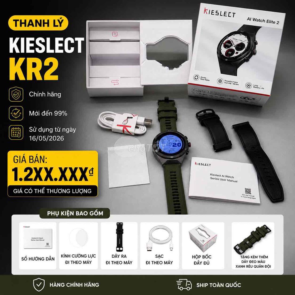 Kieslect AI Watch Elite 2 Xanh rêu Đã sử dụng. Mua bán Thiết bị đeo thông minh tại Quận Hải An Hải Phòng được đăng bởi Phạm Trung Đức hình 1
