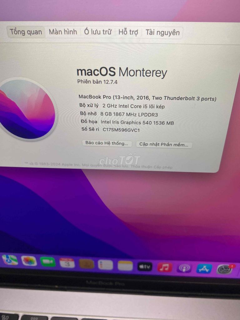 macbook pro 2016 i5 ram 8 ssd 128 màn 13inh. Mua bán Laptop tại Quận Hoàng Mai Hà Nội được đăng bởi Mac98 hình 2