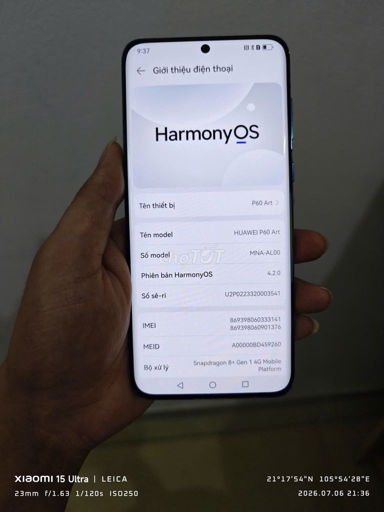 Huawei P60 art 12+512Gb pin 99% đẹp. Mua bán Điện thoại tại Huyện Sóc Sơn Hà Nội được đăng bởi Vuong Xuan Hung hình 1